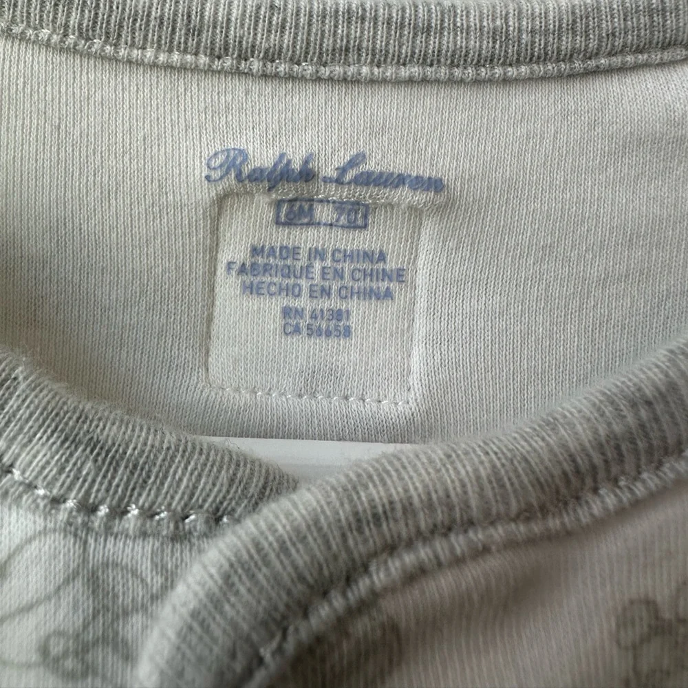 Ralph Lauren Playtime-Print Cotton Footed Coverall Gray and White Size 6Mo.